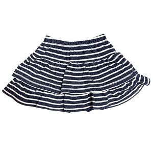 Hanna Andersson Navy White Stripe Skort Skirt Shorts Kid 130 8 Years 100% Cotton